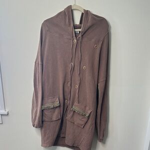 POL Taupe Hooded Sweatshirt Jacket